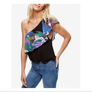 Free People Annka Ruffle One-Shoulder Floral Top